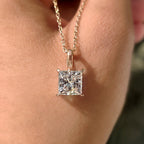 Princess Cut Diamond Pendant In Solitaire Style