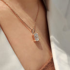 Cushion Cut Solitaire Diamond Pendant With Claw Prong