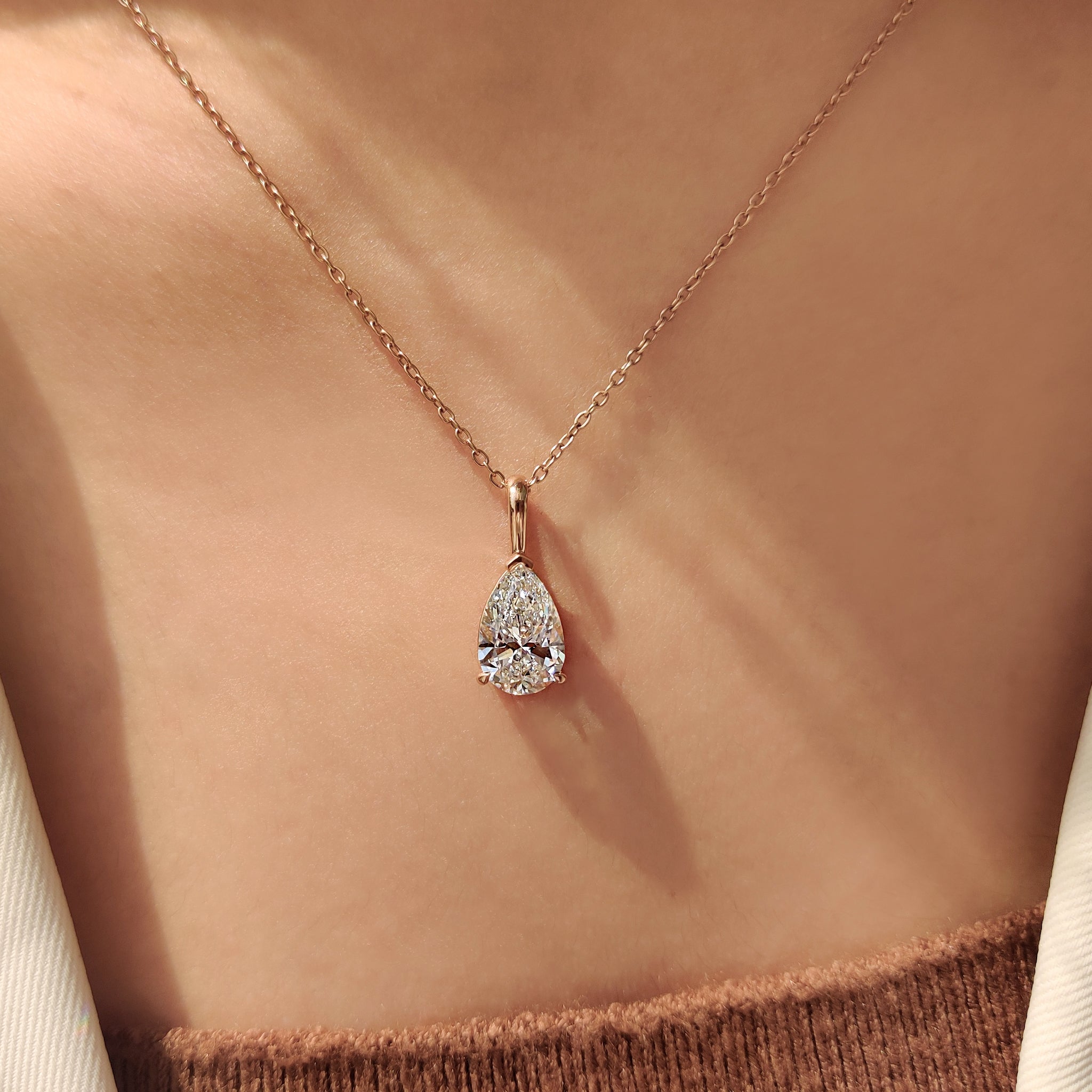 Pear Diamond Pendant In Solitaire Style