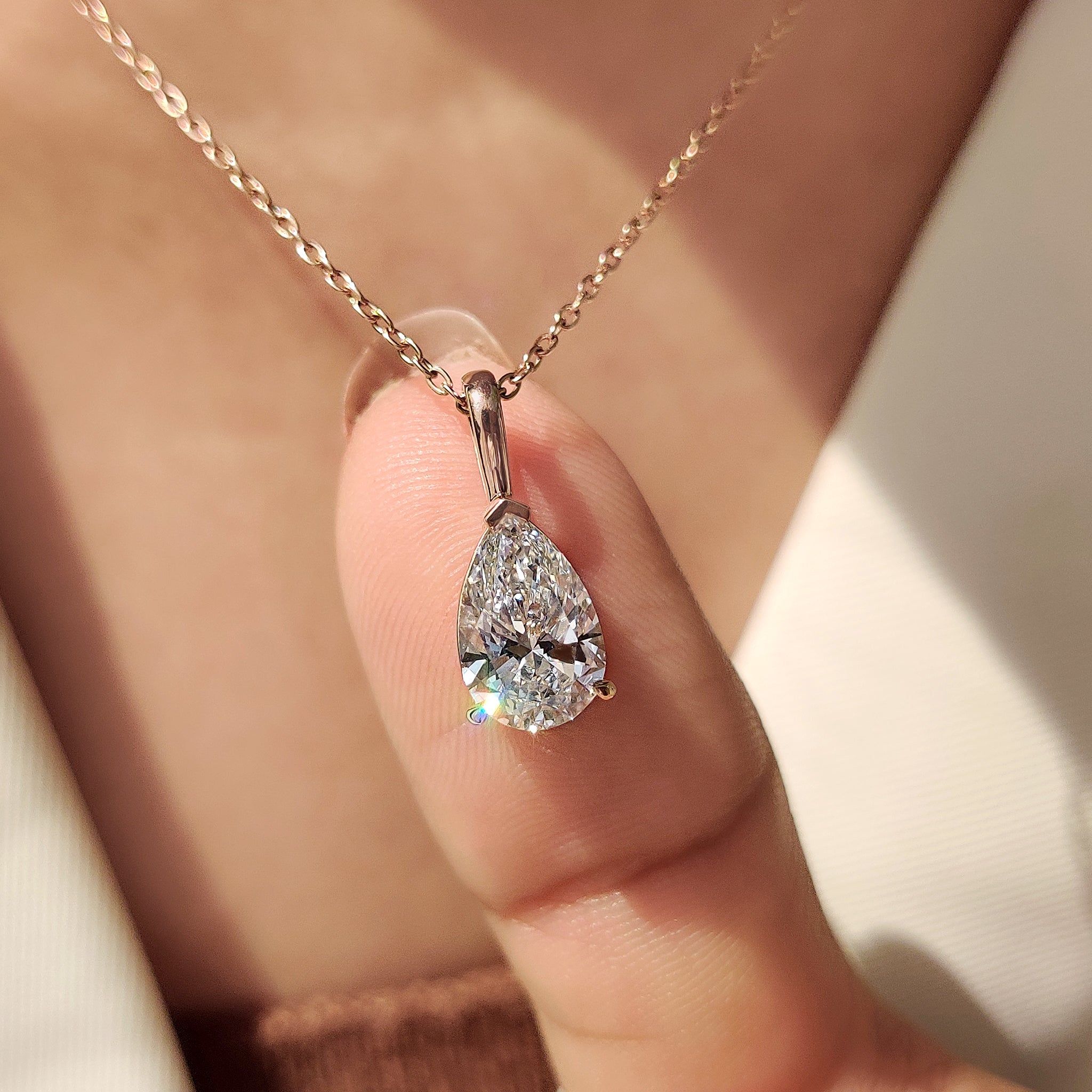 Pear Diamond Pendant In Solitaire Style Secondary image