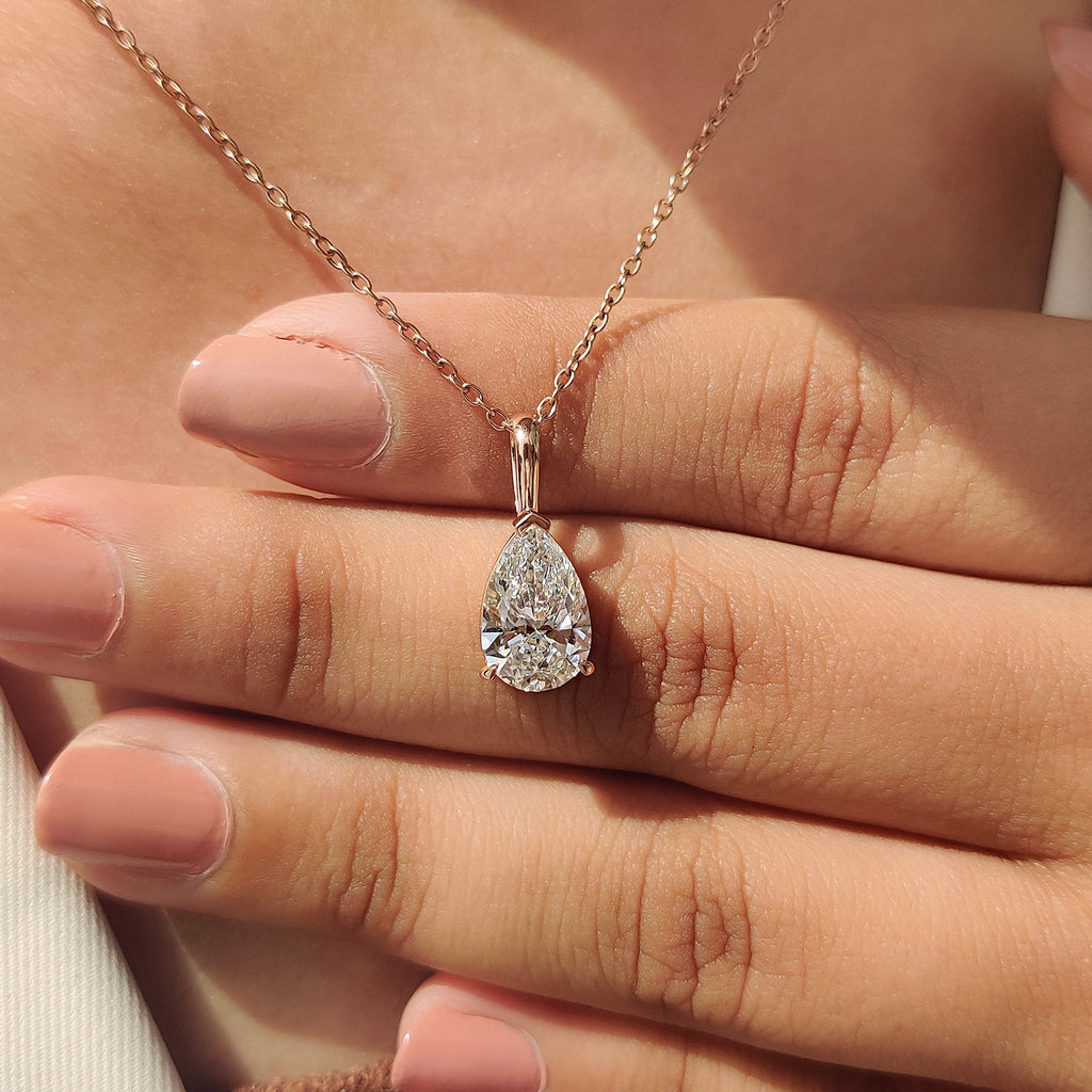 Pear Diamond Pendant In Solitaire Style