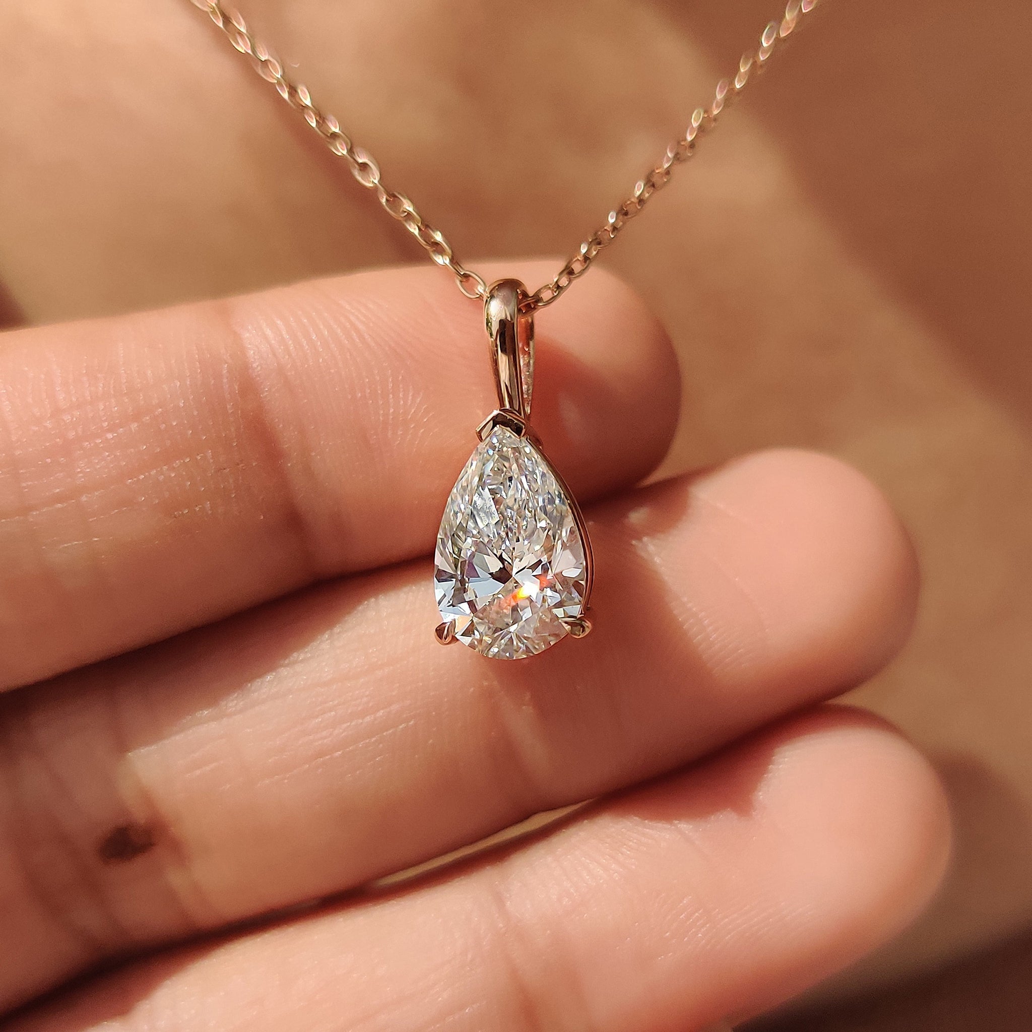 Pear Diamond Pendant In Solitaire Style