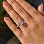Radiant Cut Engagement Ring In Hidden Halo Design