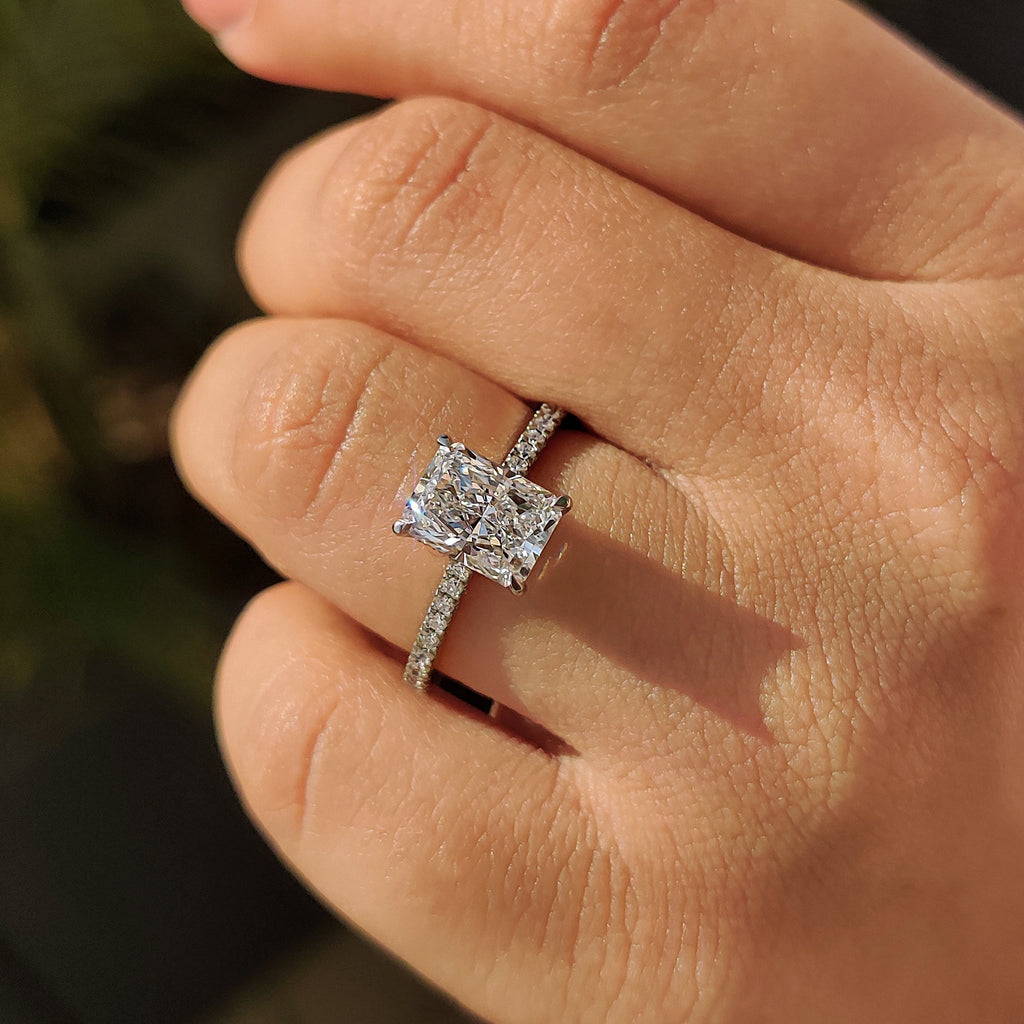 Radiant Cut Engagement Ring In Cathedral Setting