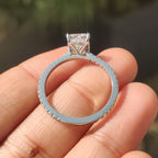 Radiant Cut Engagement Ring In Hidden Halo Design