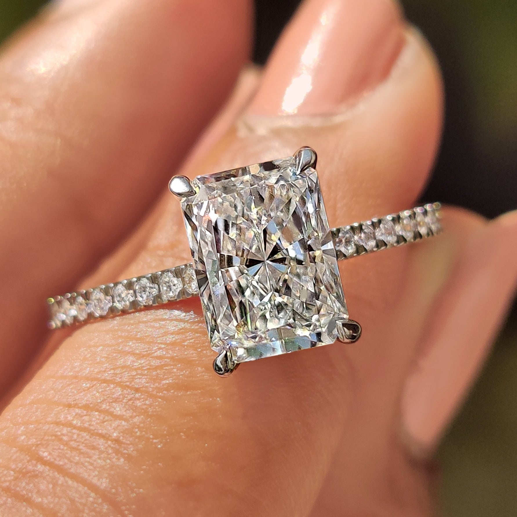 Radiant Cut Engagement Ring In Hidden Halo Design Main image