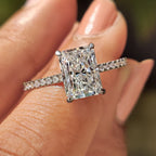 Radiant Cut Diamond Ring - Hidden Halo Design