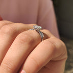 Marquise Cut Diamond Engagement Ring In Hidden Halo Style