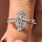 Marquise Cut Diamond Engagement Ring In Hidden Halo Style