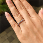 Round Cut Diamond Shared Prong Wedding Band