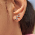 Zig Zag Round Diamond Stud Earrings