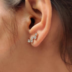 Zig Zag Round Diamond Stud Earrings