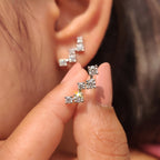 Zig Zag Round Diamond Stud Earrings