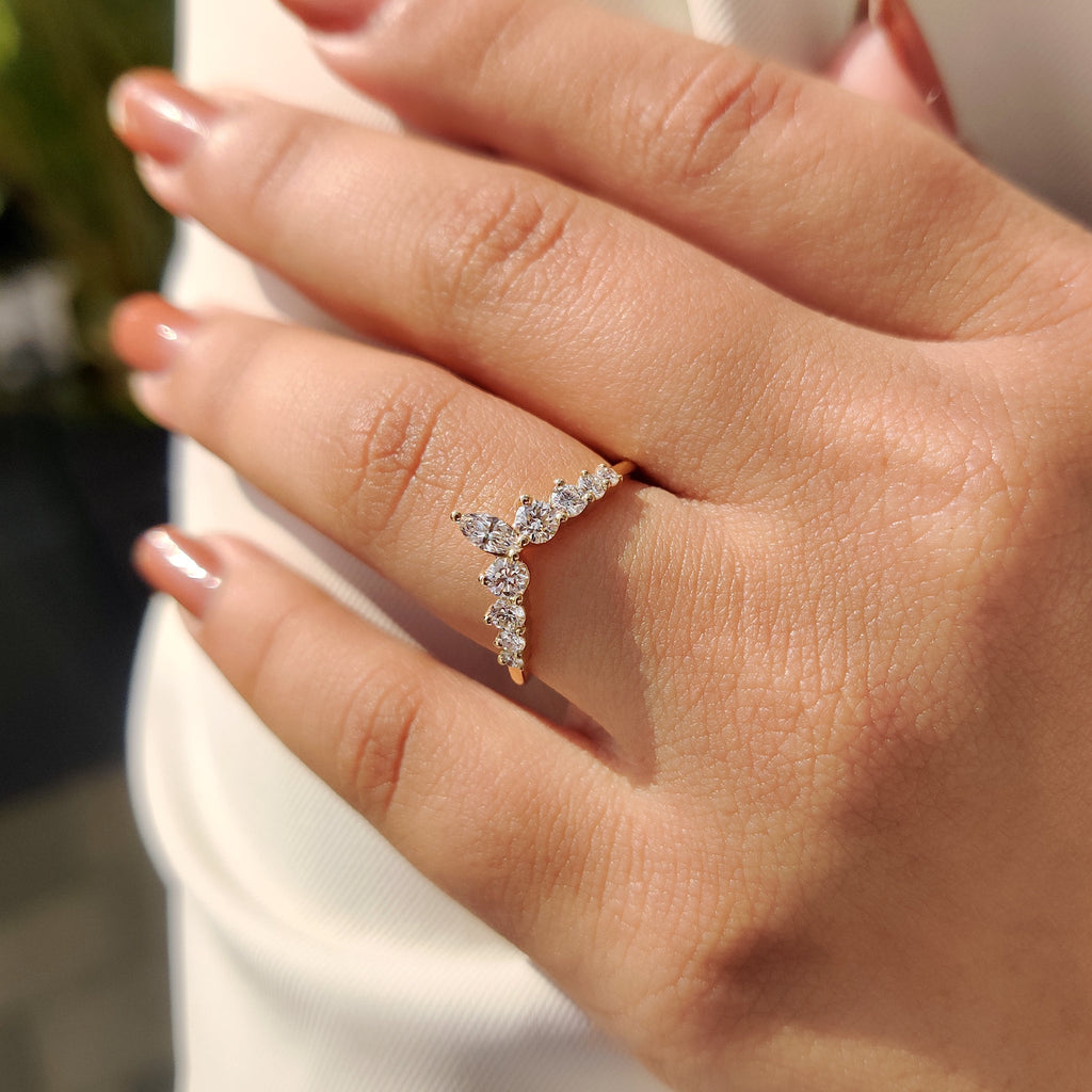 Seven Stone Curved Wedding Band