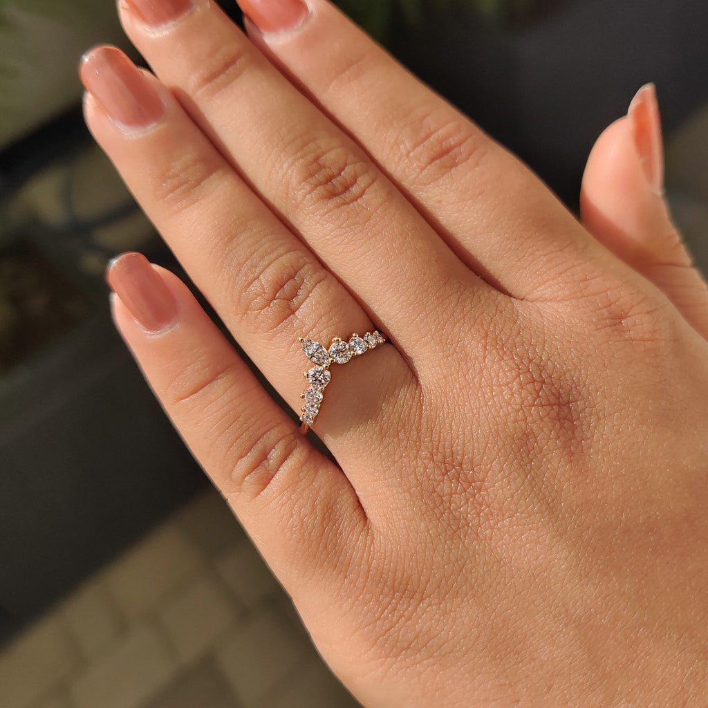 Seven Stone Curved Wedding Band