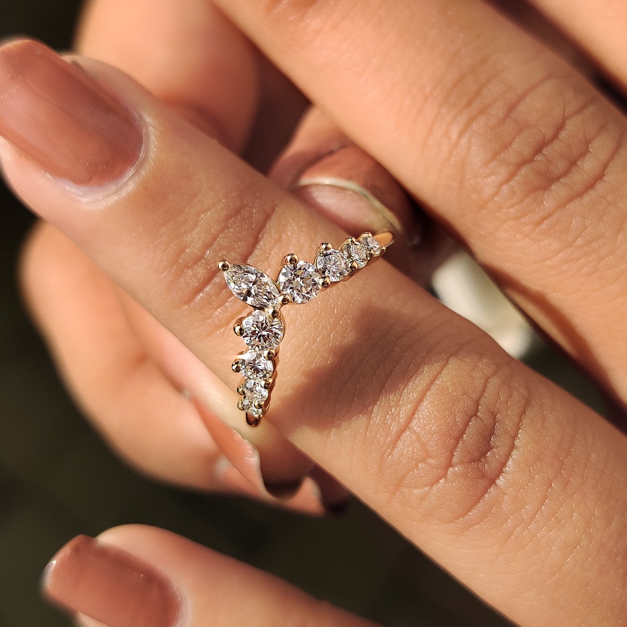 Seven Stone Curved Wedding Band