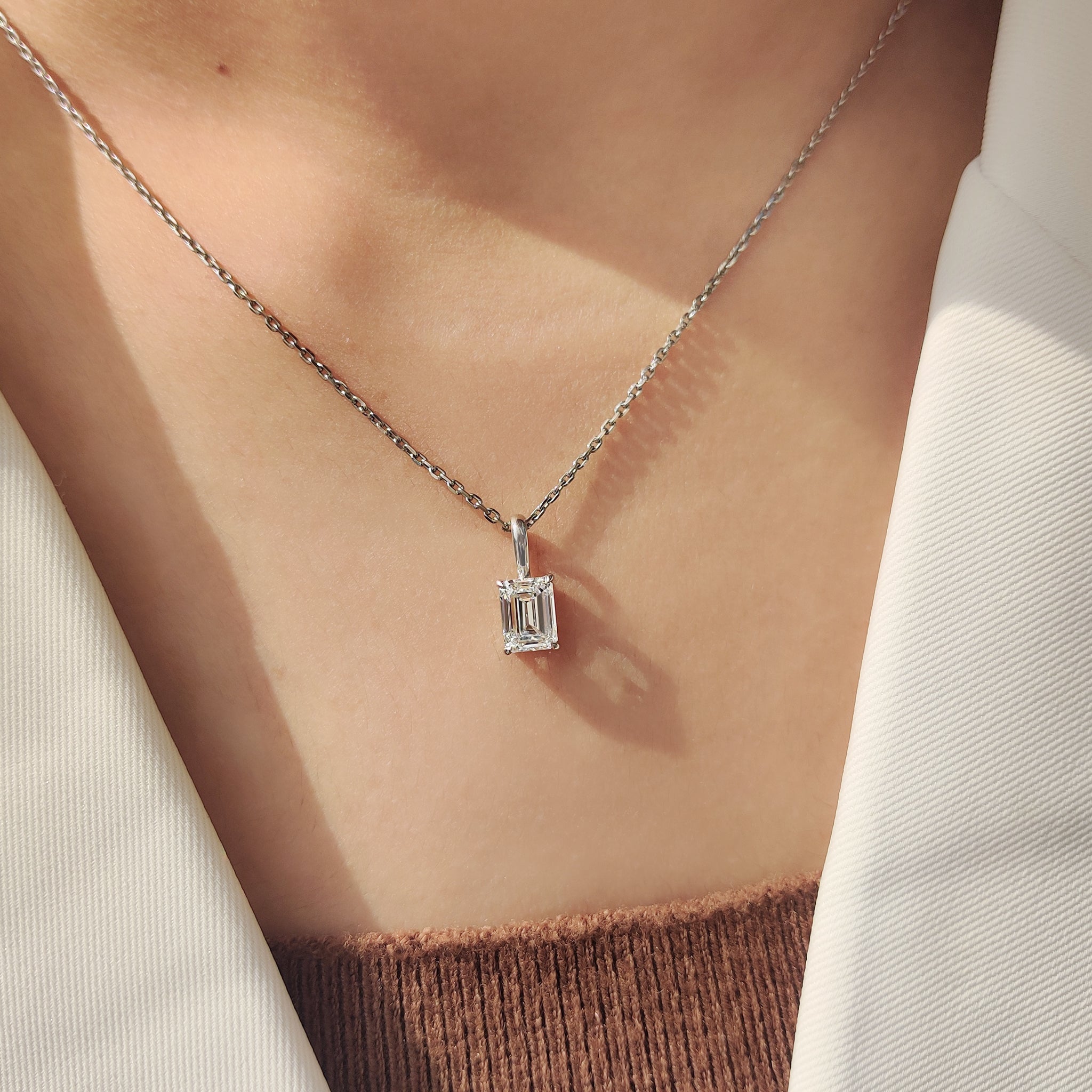 Emerald Cut Pendant With Solitaire style