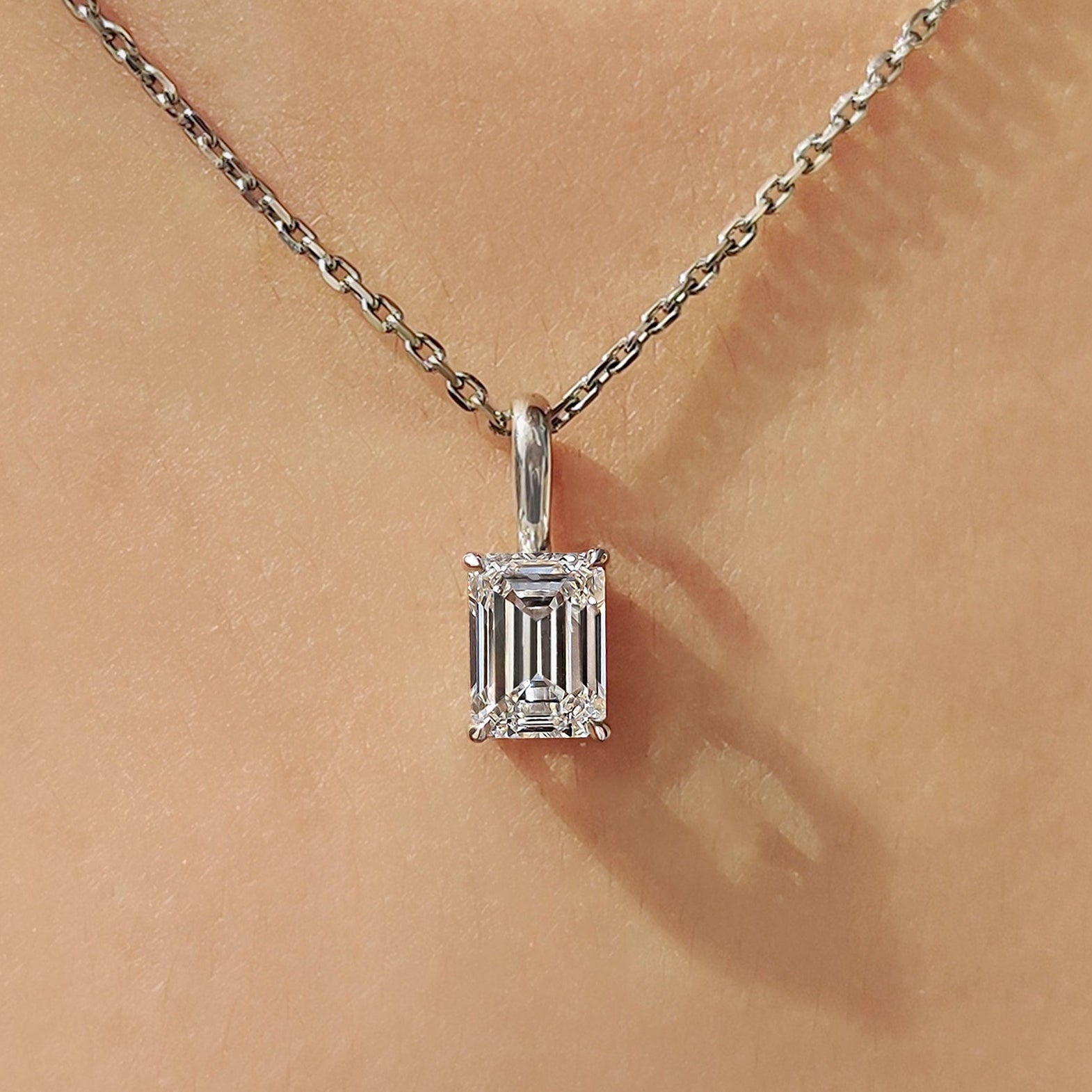 Emerald Cut Pendant With Solitaire style Main image