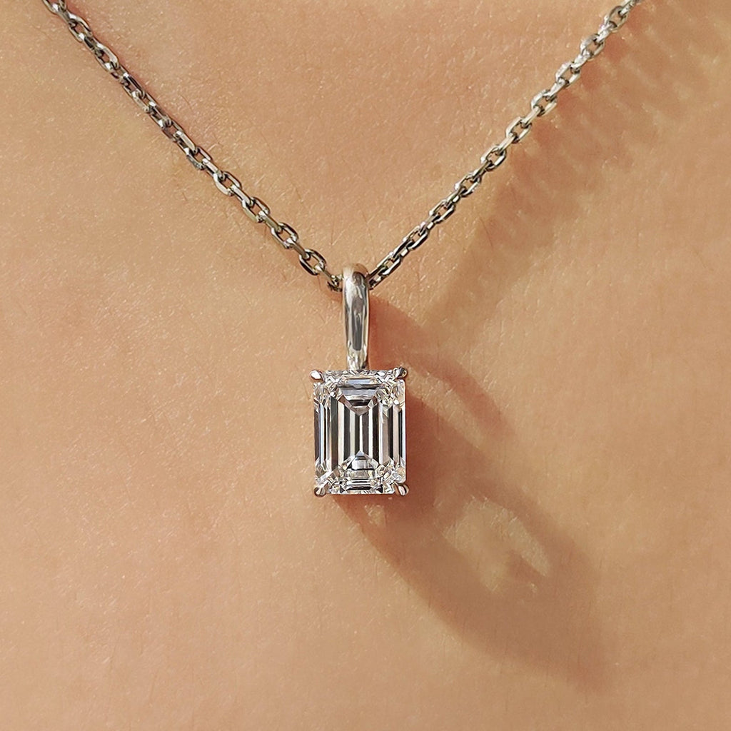 Emerald Cut Pendant With Solitaire style