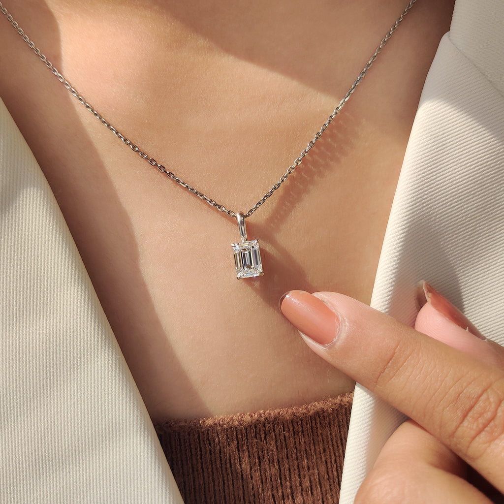 Emerald Cut Pendant With Solitaire style