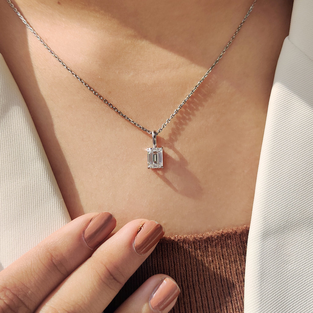 Emerald Cut Pendant With Solitaire style