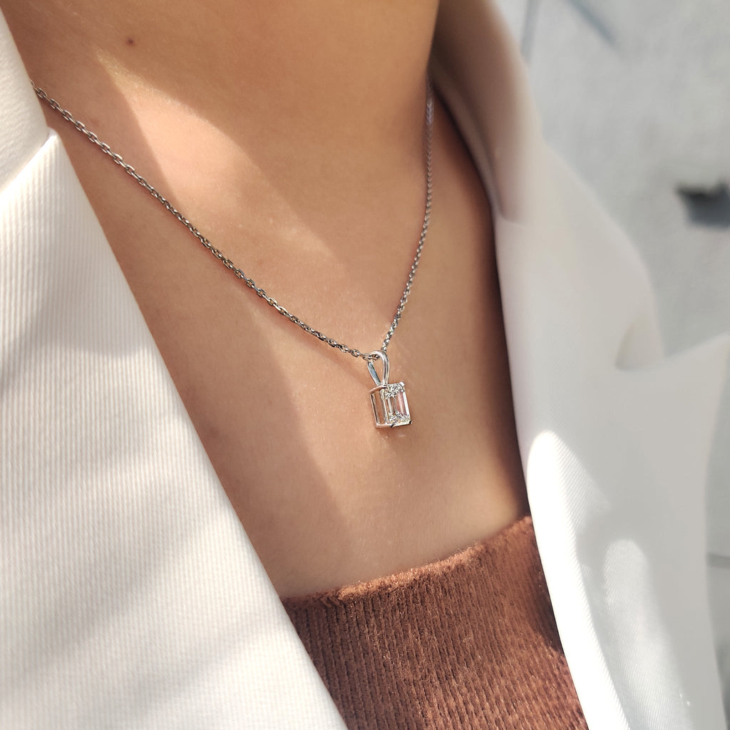 Emerald Cut Pendant With Solitaire style