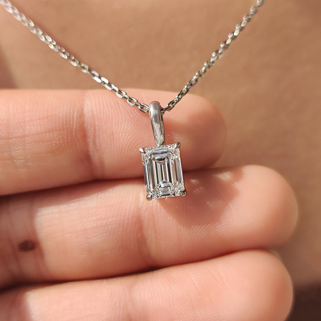 Emerald Cut Pendant With Solitaire style