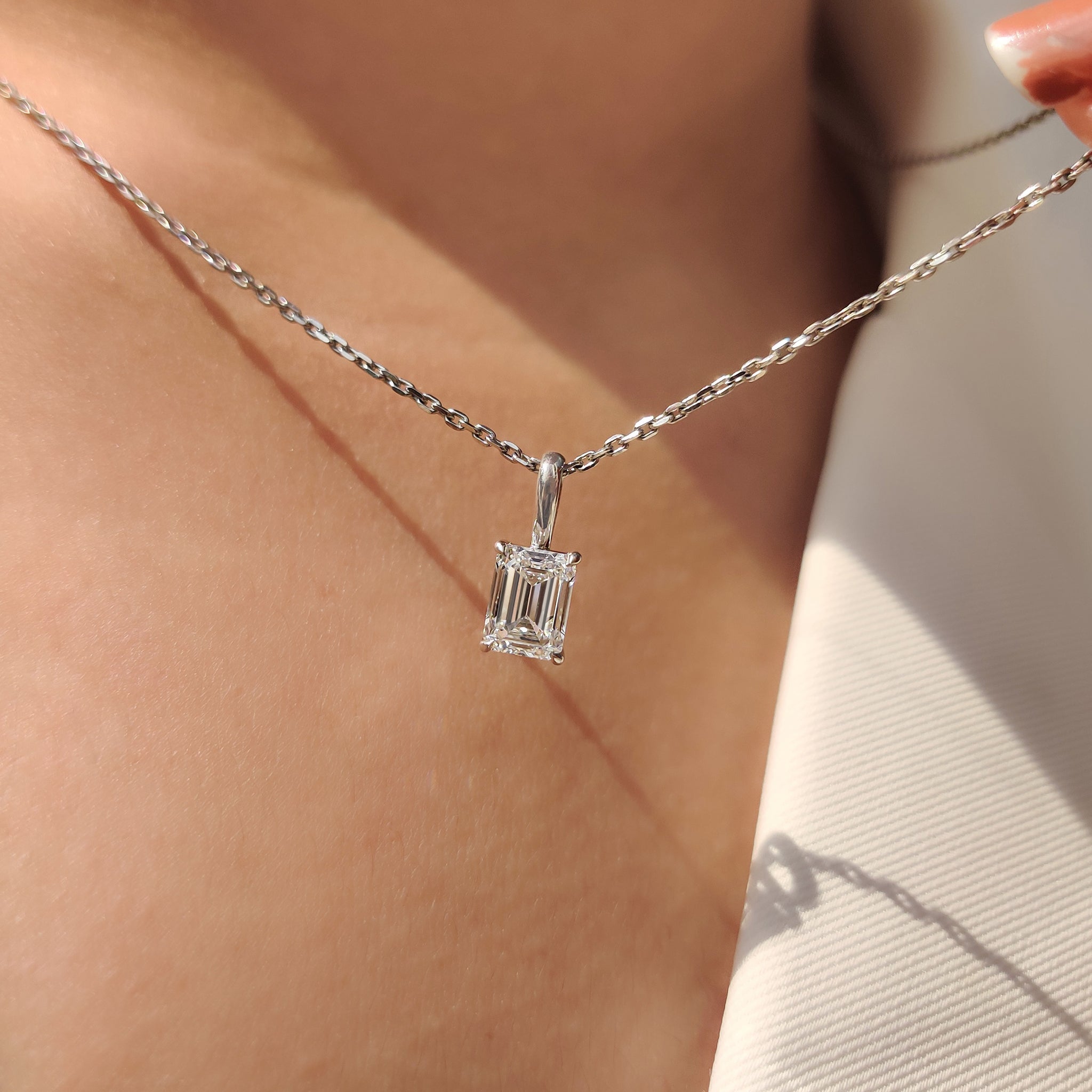 Emerald Cut Pendant With Solitaire style