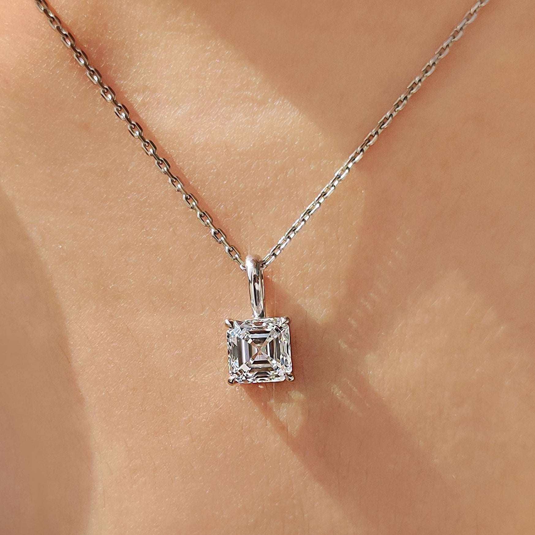 Asscher Cut Diamond Pendant With Claw Prong Setting Main image