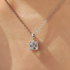 Asscher Cut Diamond Pendant With Claw Prong Setting