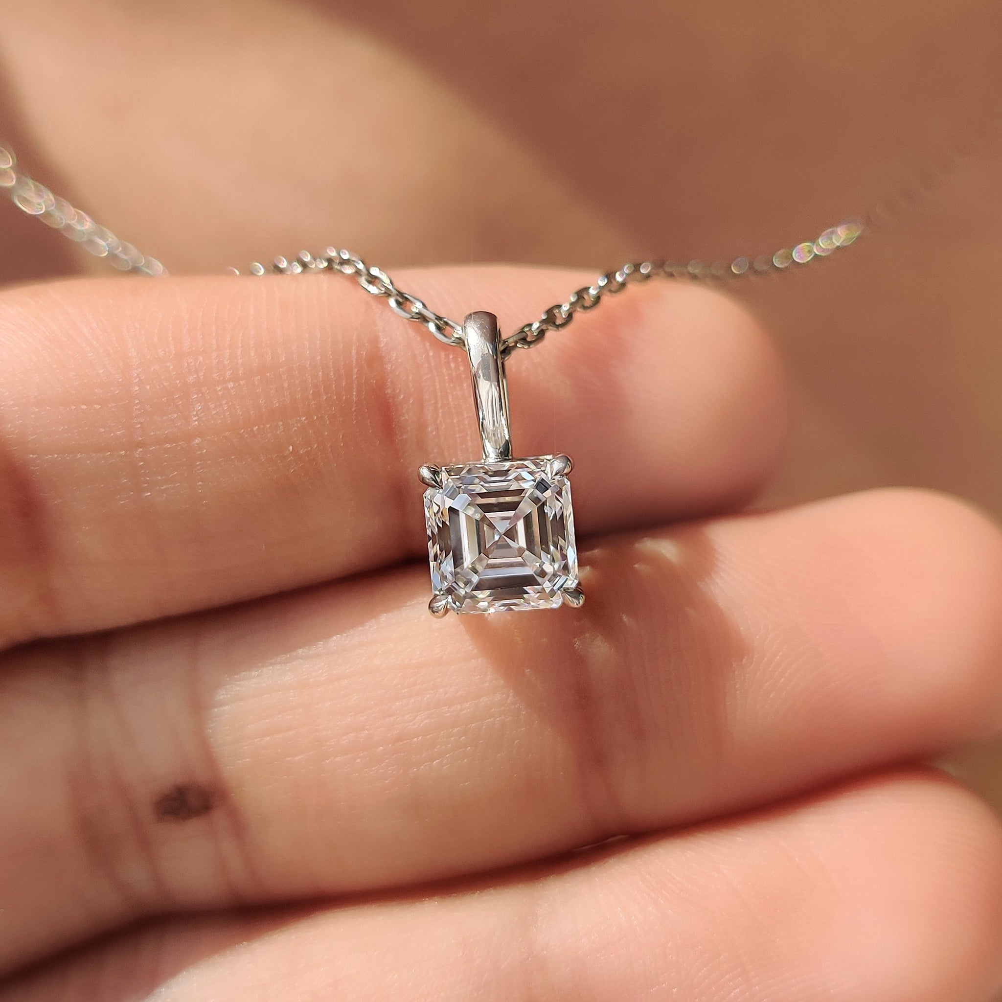 Asscher Cut Diamond Pendant With Claw Prong Setting Secondary image