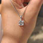 Asscher Cut Diamond Pendant With Claw Prong Setting