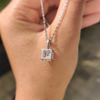 Asscher Cut Diamond Pendant With Claw Prong Setting