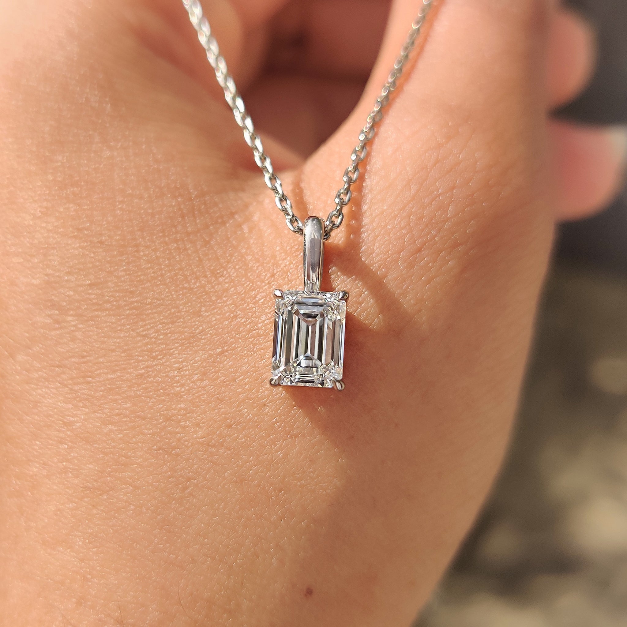 Emerald Cut Pendant With Solitaire style Secondary image