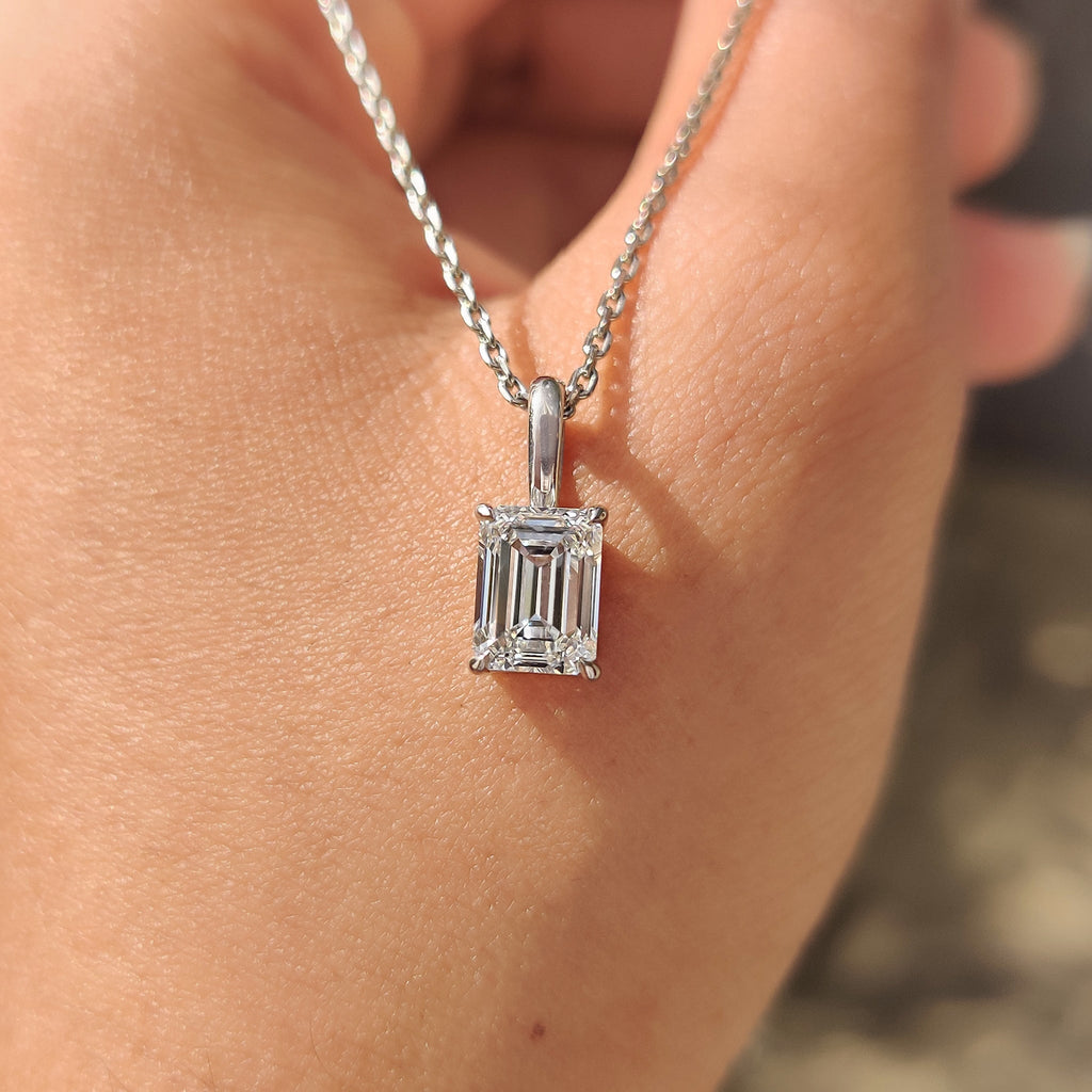 Emerald Cut Pendant With Solitaire style