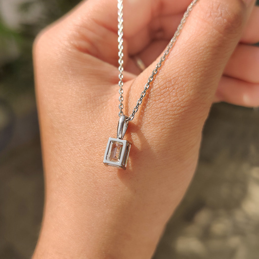 Emerald Cut Pendant With Solitaire style