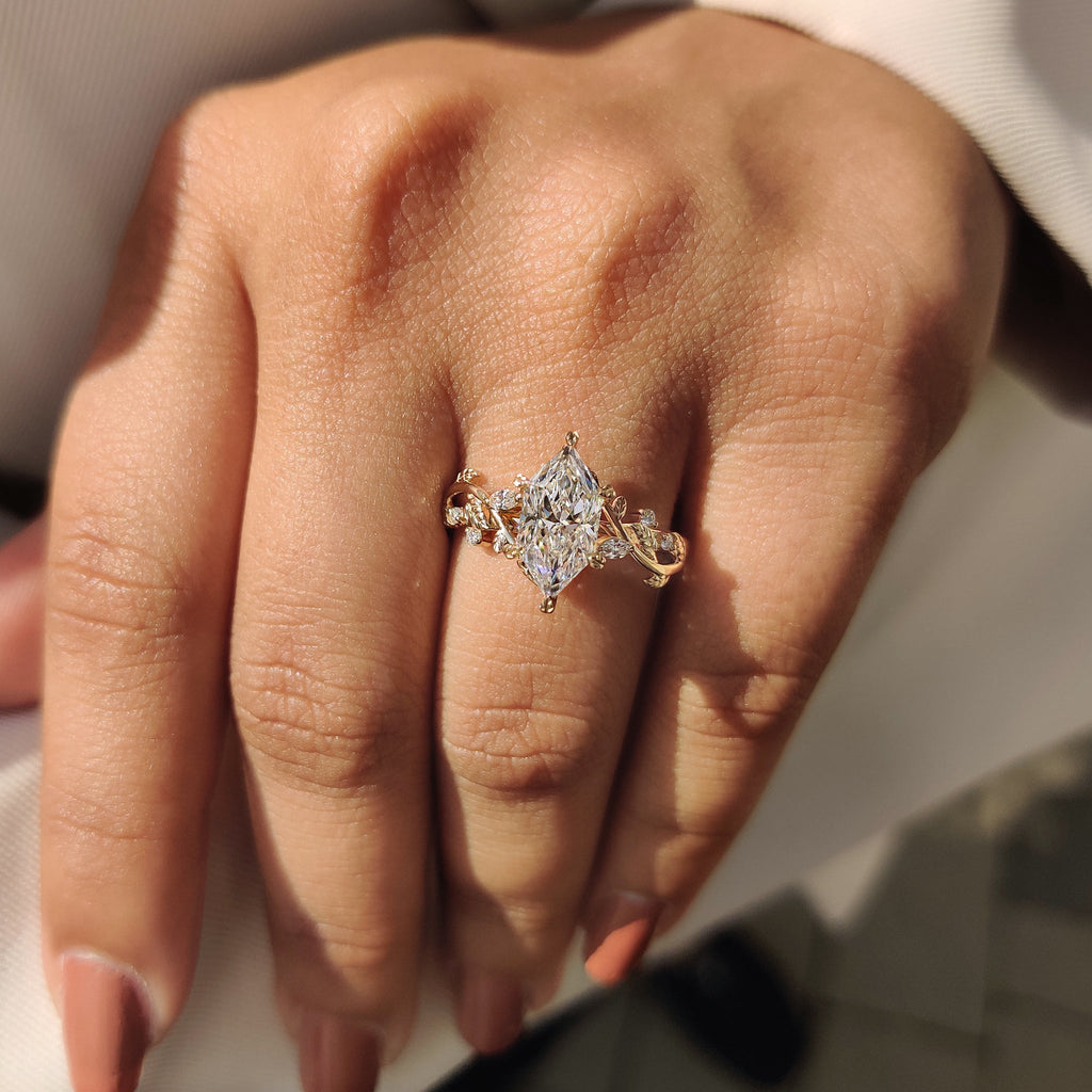 Nature Inspired Dutch Marquise Engagement Ring