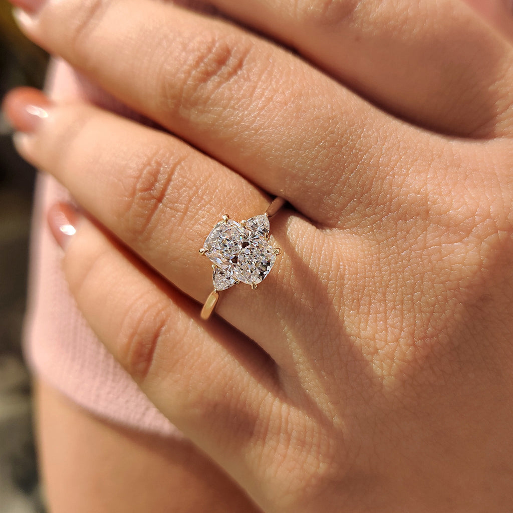 Elongated Cushion Cut Engagement Ring With Cathedral Setting