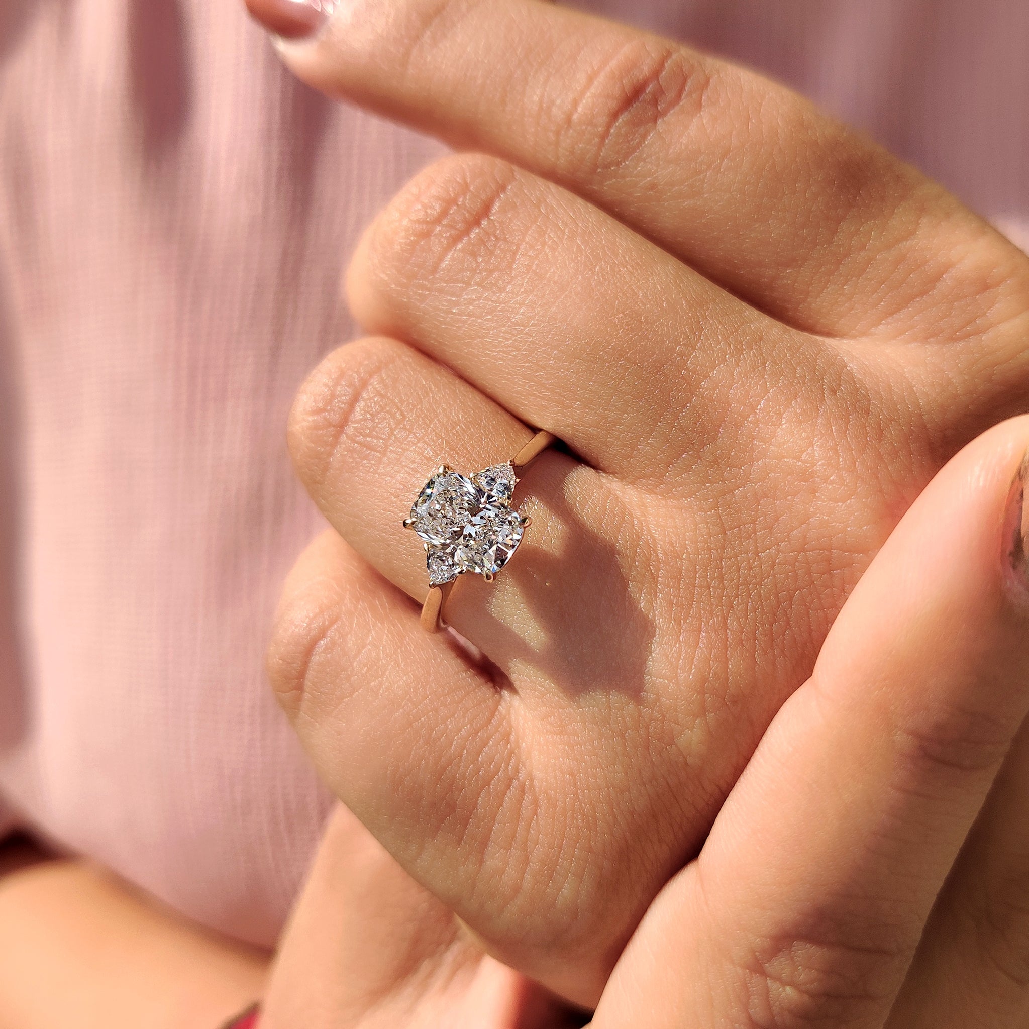 Elongated Cushion Cut Engagement Ring With Cathedral Setting Secondary image