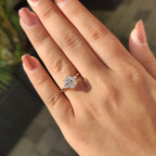 Elongated Cushion Cut Engagement Ring With Cathedral Setting