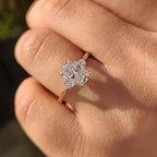 Elongated Cushion Cut Engagement Ring With Cathedral Setting