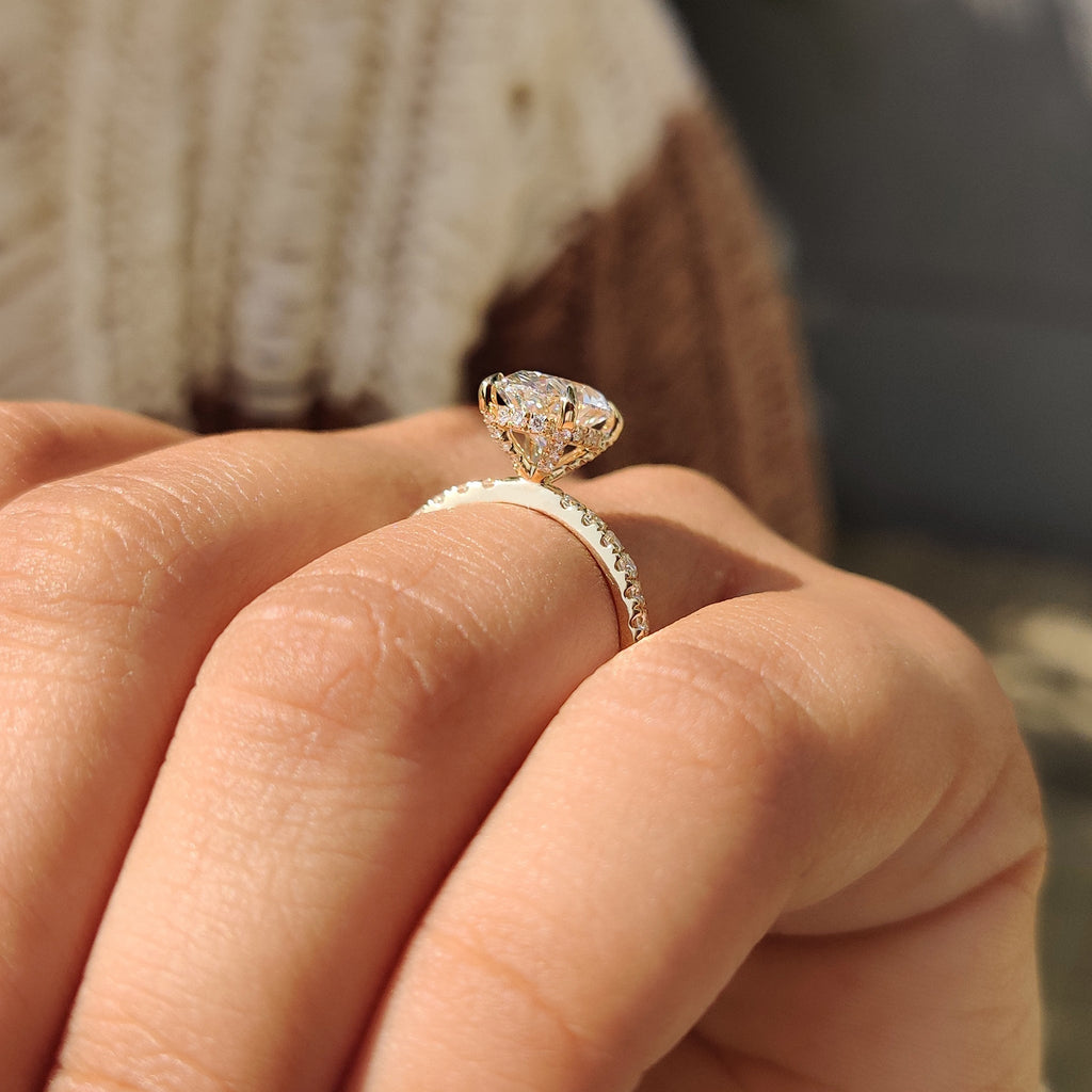 Yellow Gold Oval Diamond Ring in Pave Setting