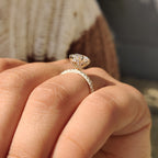 Yellow Gold Oval Diamond Ring in Pave Setting