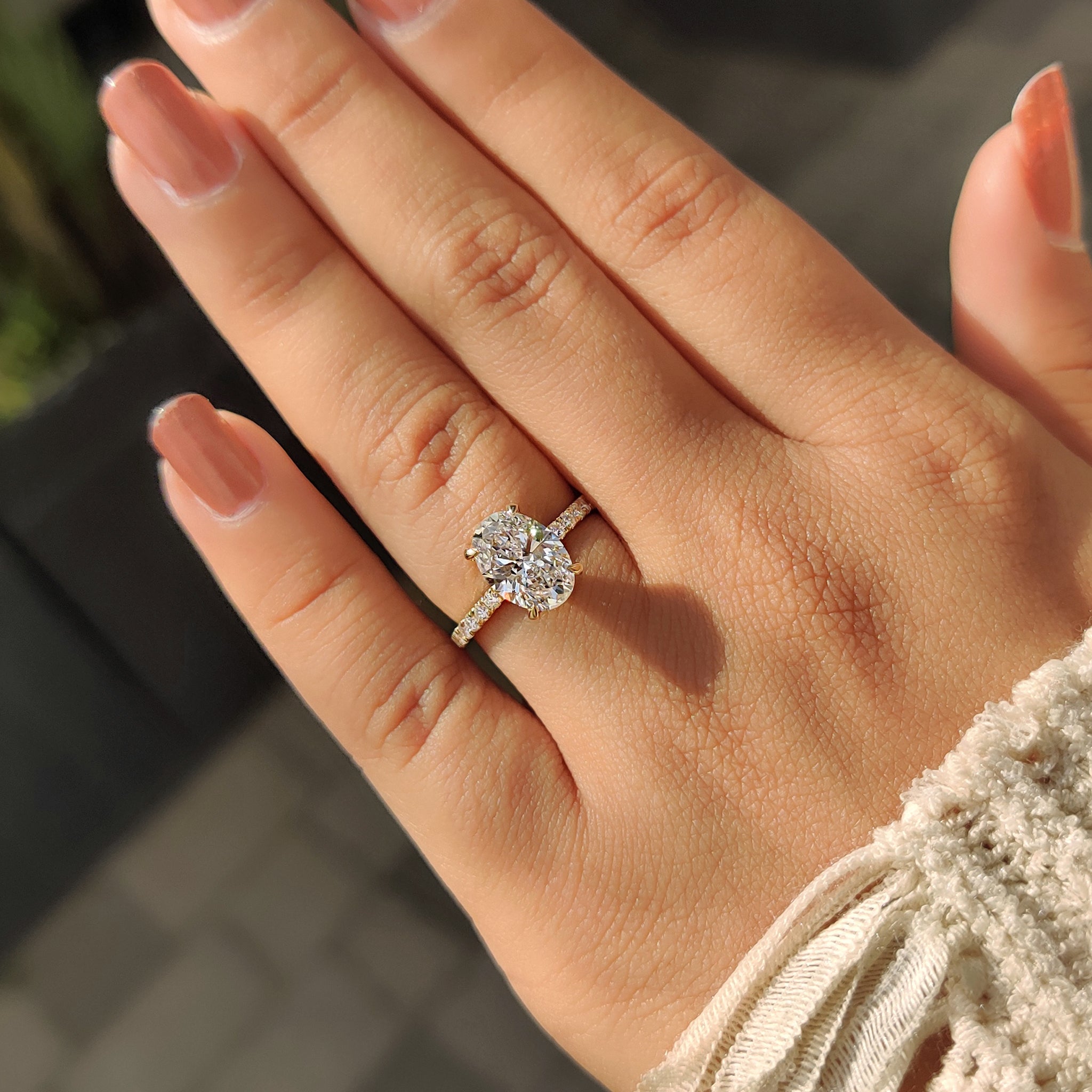 Yellow Gold Oval Diamond Ring in Pave Setting