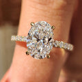 Yellow Gold Oval Diamond Ring in Pave Setting