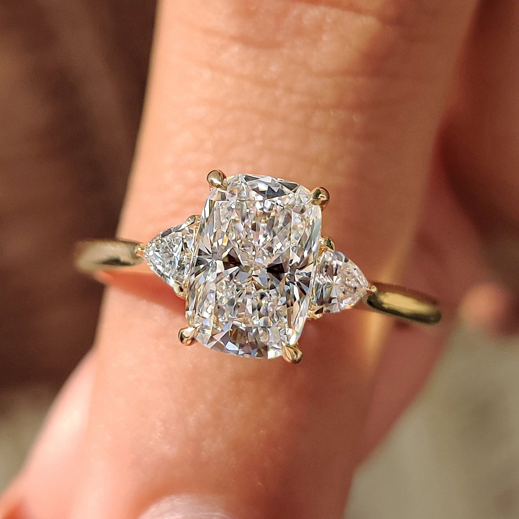 Elongated Cushion Cut Engagement Ring With Cathedral Setting Main image