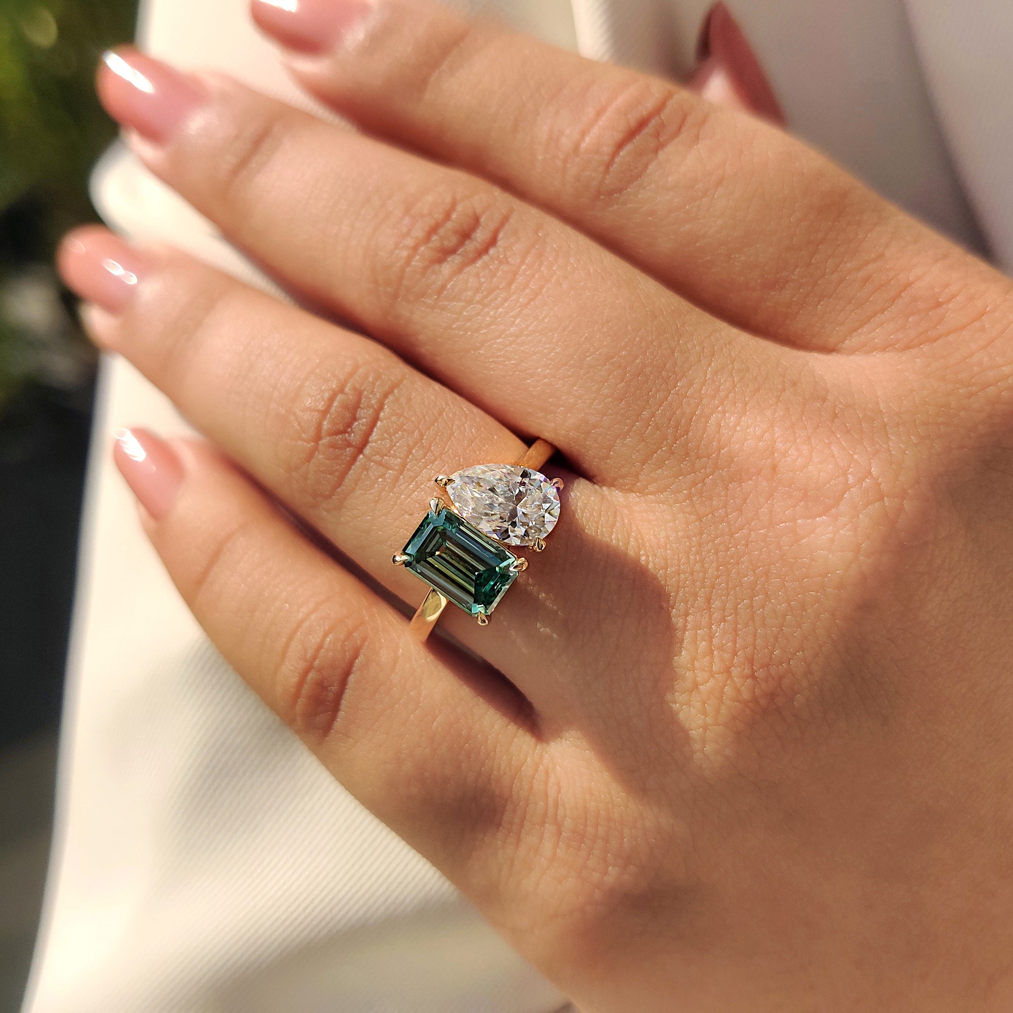Pear And Emerald Cut Toi Et Moi Engagement Ring