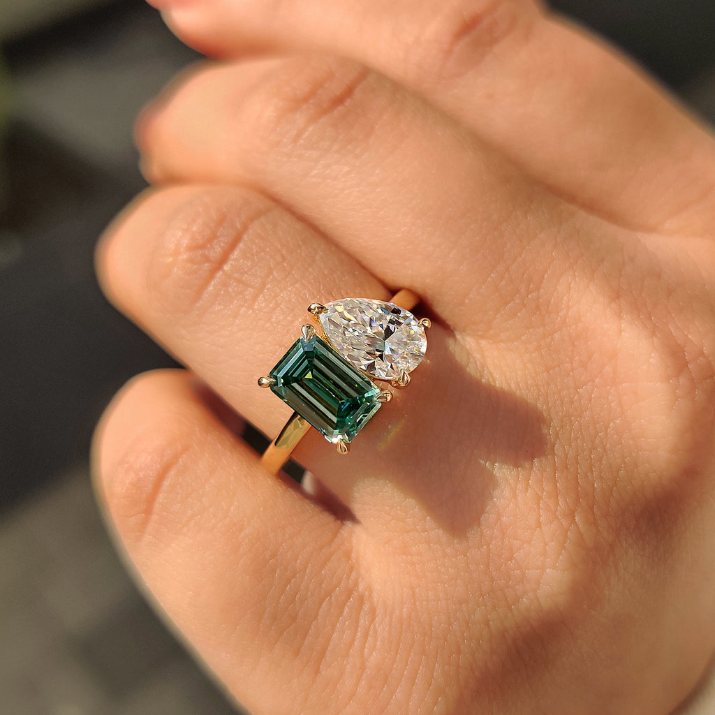Pear And Emerald Cut Toi Et Moi Engagement Ring