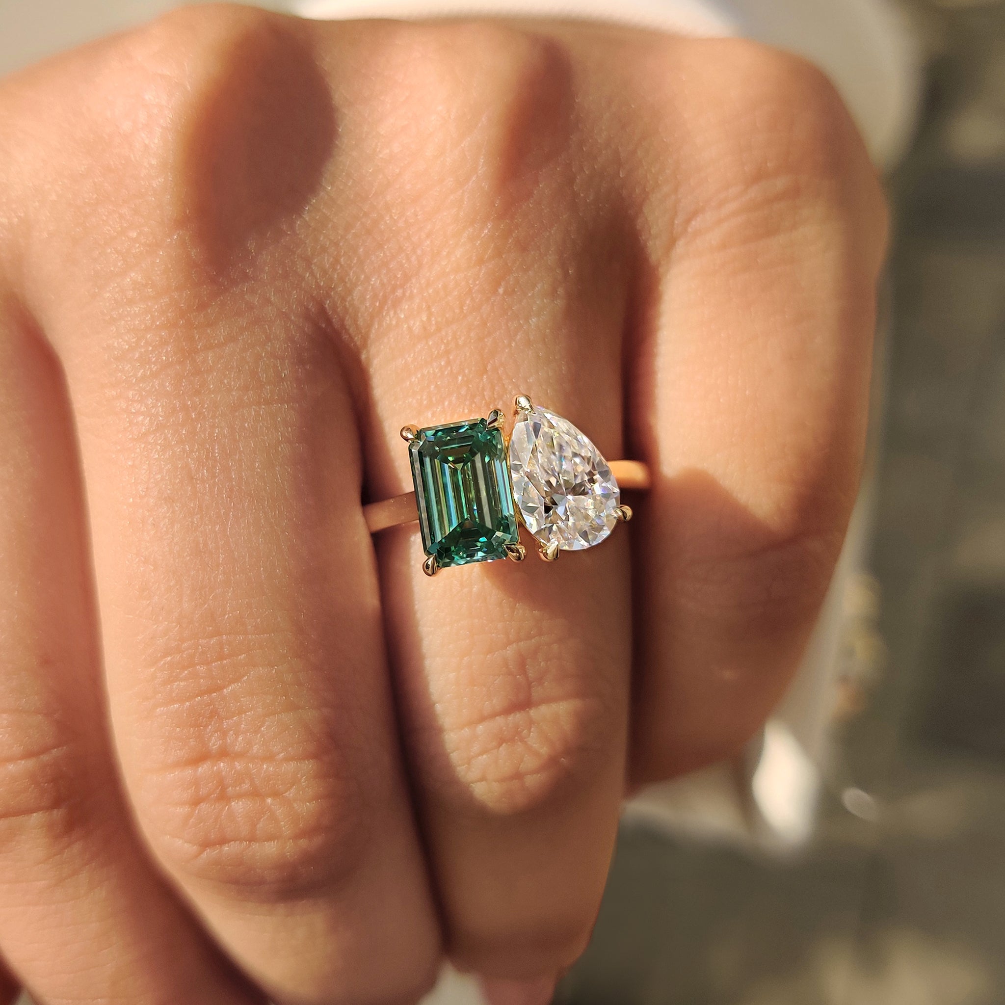 Pear And Emerald Cut Toi Et Moi Engagement Ring
