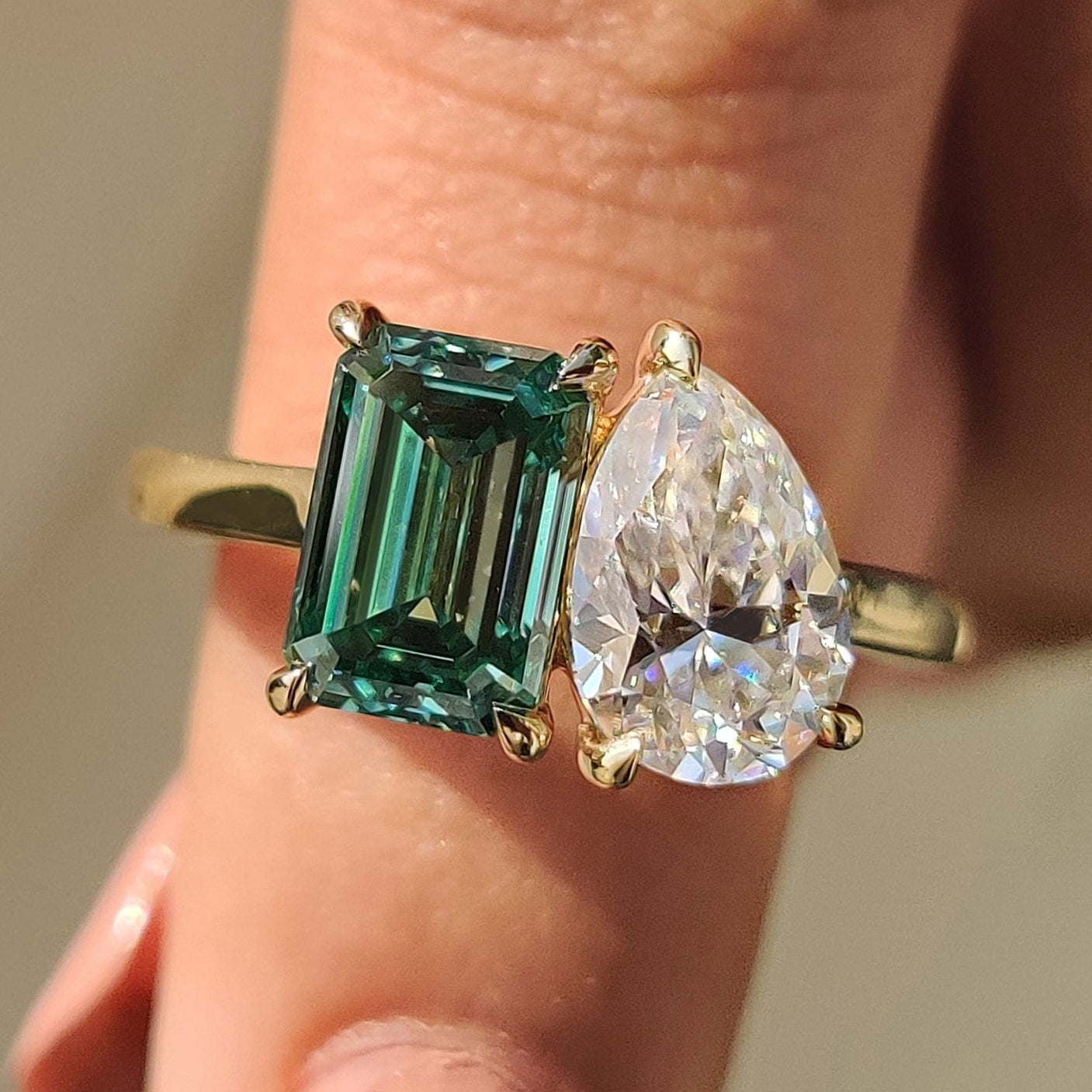 Pear And Emerald Cut Toi Et Moi Engagement Ring Main image